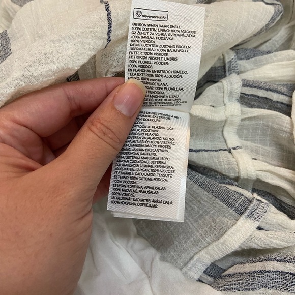 H&M • Women’s White/Blue Striped Beach Boho Mini Ruffle Dress Size Small - Picture 6 of 6